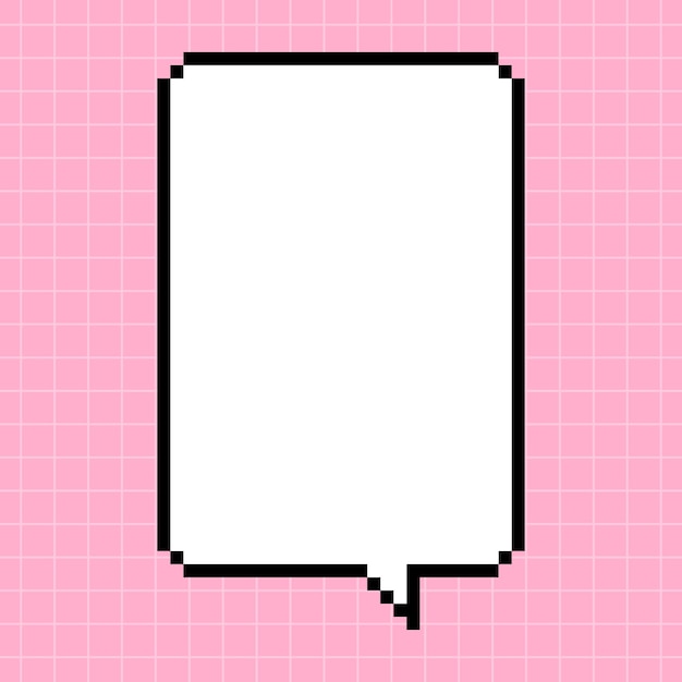 Pixel tall vertical dialog box on pink checkered background Illustration in the style of an 8bit