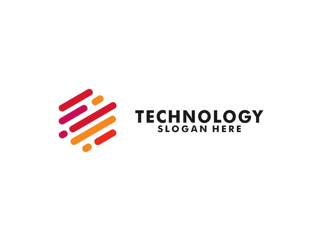 Vector pixel technologie logo ontwerpen concept vector netwerk internet logo ontwerpsjabloon