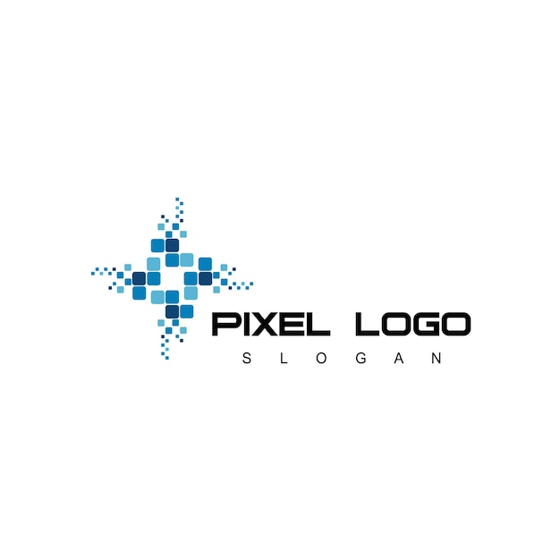 Vector pixel technologie logo ontwerpsjabloon