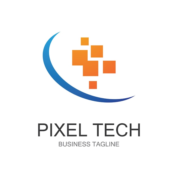 Vector pixel technology logo
