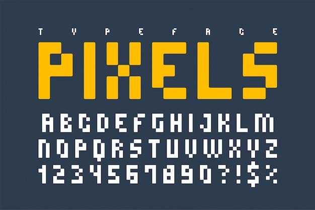 Pixel модный набор текста, простой шрифт