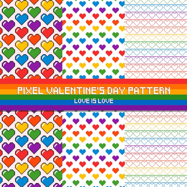 Pixel Valentijnsdag Patroon Liefde is liefde