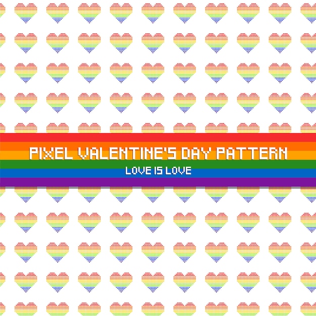 Vector pixel valentine's day pattern - love is love