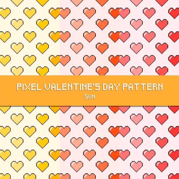 Vector pixel valentine's day pattern sun