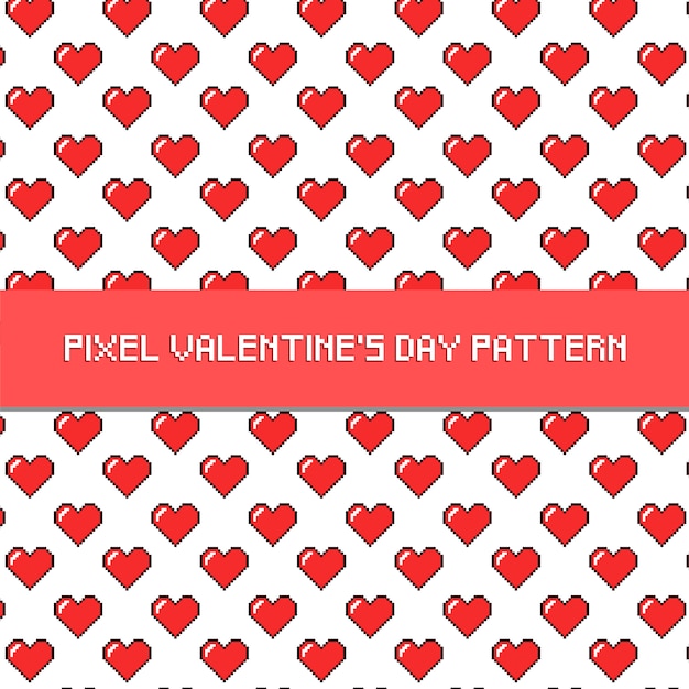 Vector pixel valentine's day pattern