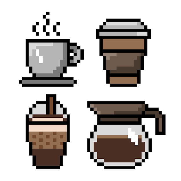 Pixel van kop koffie vector geïsoleerd