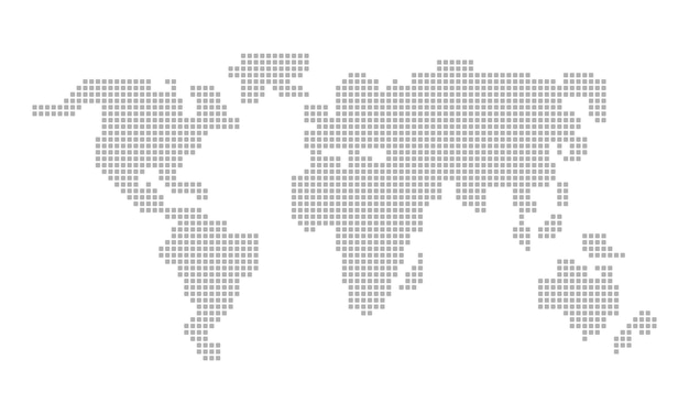 Bandiera della mappa del mondo pixel. concetto di globo terrestre da piccoli punti worldmap. vettore env 10. isolato su priorità bassa bianca.