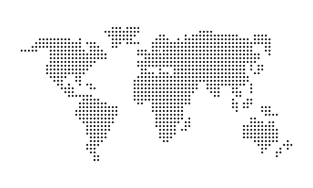 Pixel world map. dotted world map. vector on isolated white background. eps 10.