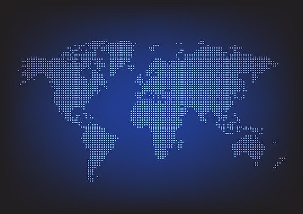 Premium Vector | Pixel world map technology background Premium Vector | Pixel world map technology background