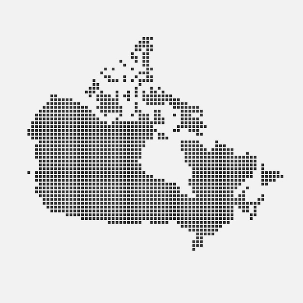 Pixel zwart van canada kaart kaart van canada silhouet van canada landkaart vector illustratie