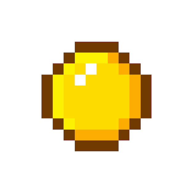 Pixelart, retro videogame met gouden munten. Vector illustratie