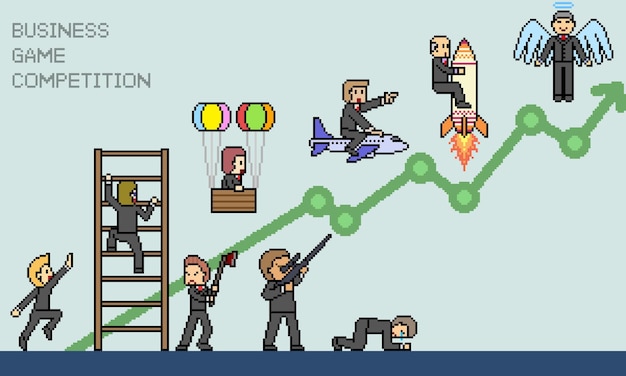 Vector pixelart van business game