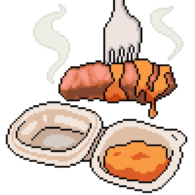 Pixelart van food steak snack