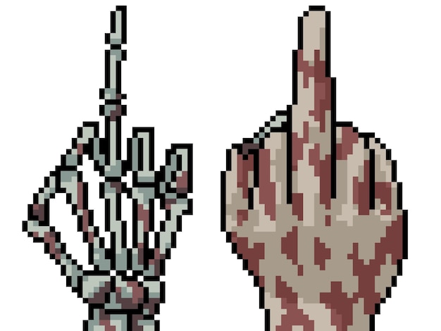 Pixelart van zombiehand middelvinger