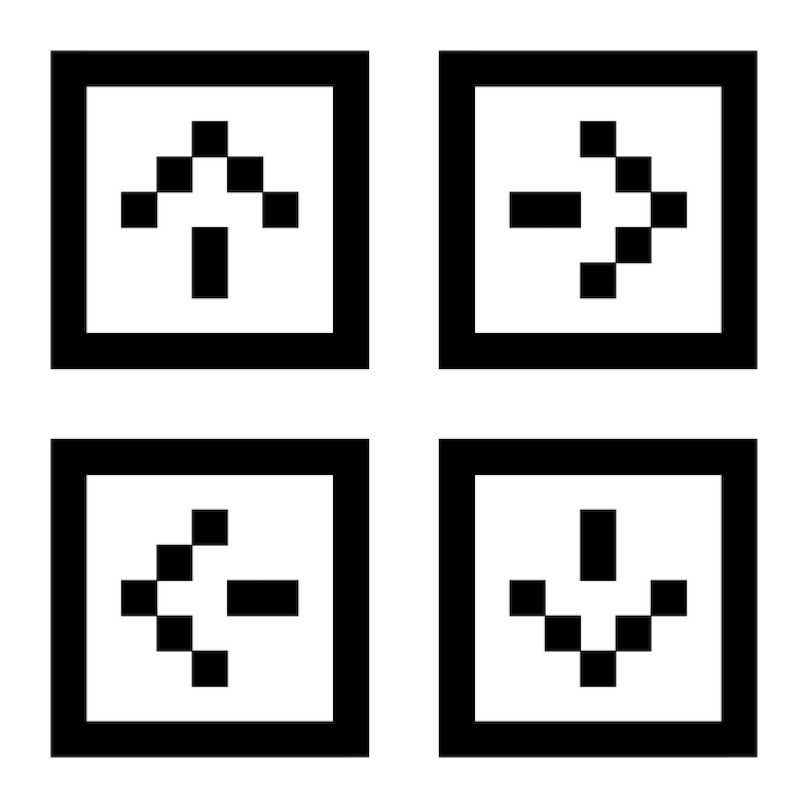 Vector pixelated arrow icons in 8bit style