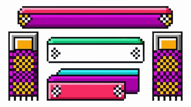 Pixelated Banner Set Grunge Header amp Footer Rectangles met Digitale Randen Vector Stijl