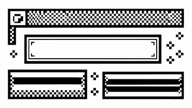 Pixelated Banner Set Grunge Header amp Footer Rectangles met Digitale Randen Vector Stijl