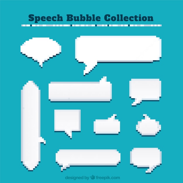 Vector pixelated dialogue balloons of different shapes