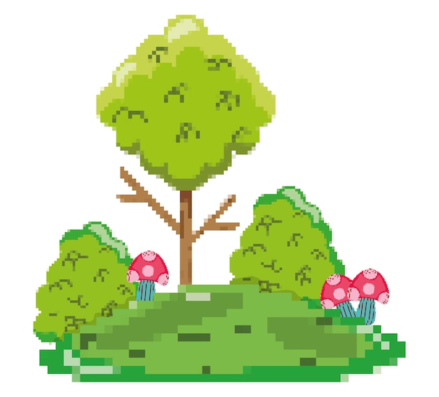 Vector pixelated forest scenery