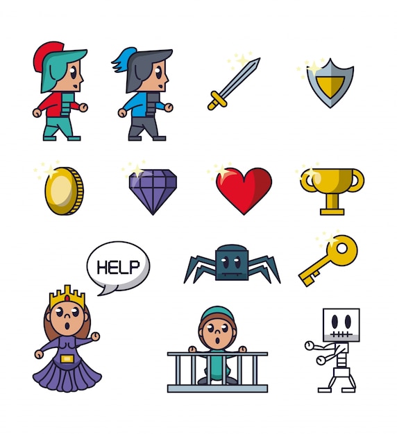 Pixelated game icons icons