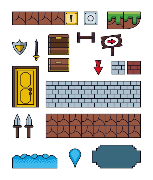 Pixelated game icons