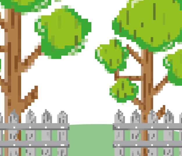 Pixelated garden scenery