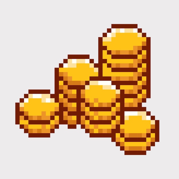 Pixelated golden coin retro game