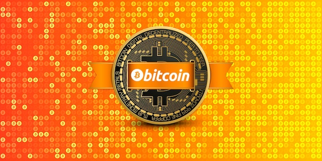 Pixelated orange bitcoin background