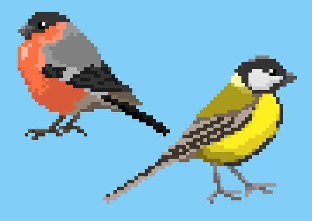 Pixelated titmouse 및 멋쟁이 새의 일종