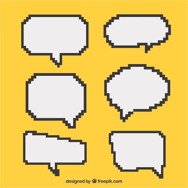 Vector pixelated white speech bubbles