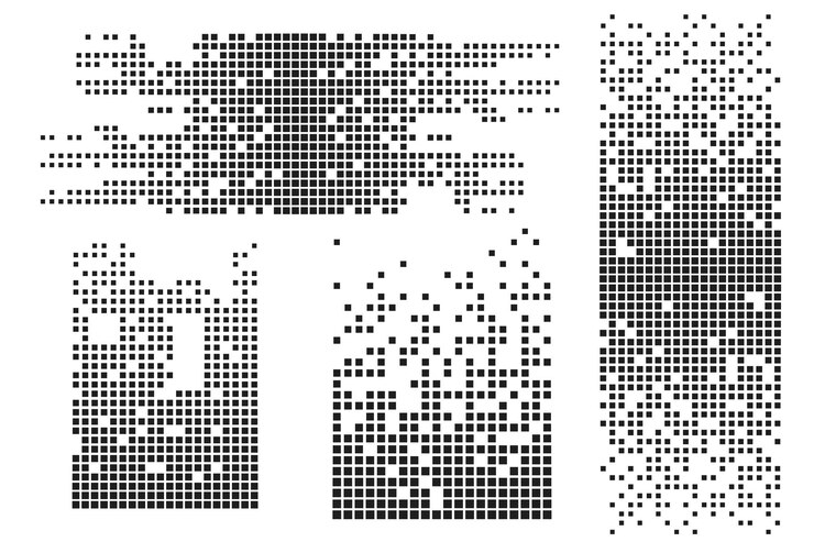 Pixelmozaïek Pixel verval illustratie Vallende pixels Abstracte achtergrond