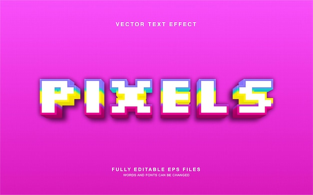 Vector pixels 3d editable text effect