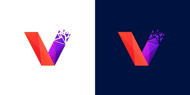 pixels polygons v Letter Logo