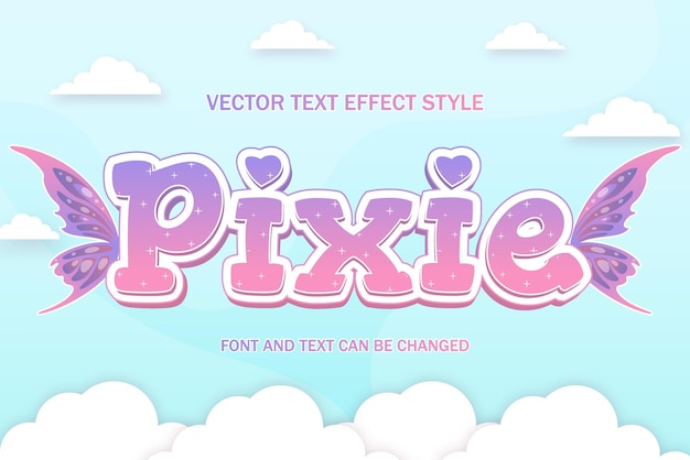 Пикси фея грез фэнтези типография редактируемый текстовый эффект стиль шрифта шаблон фона дизайн