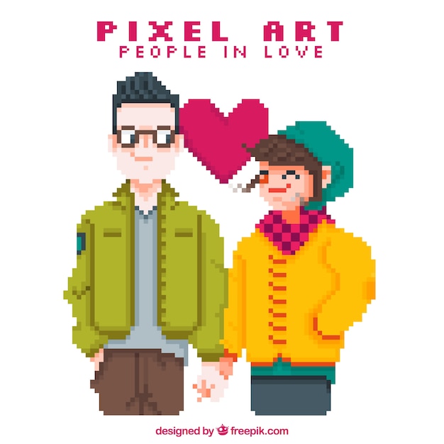 Pixilated mooi paar in liefde