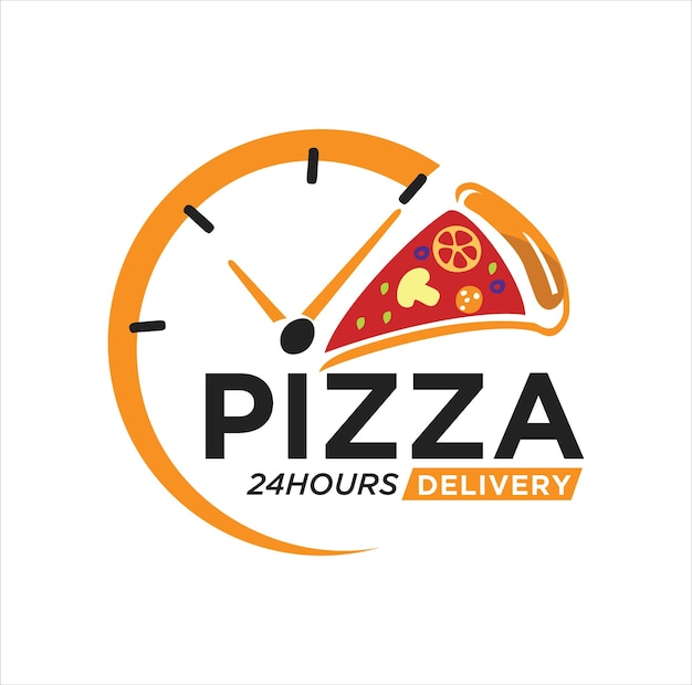 Pizza 24 uur logo voorraad sjabloon embleem