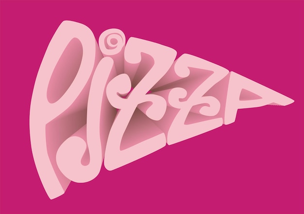 Pizza 3d belettering Pizza logo sjabloon Vector embleem voor een café-restaurant of bezorgservice voor eten