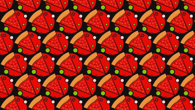 Pizza Aziatisch Voedsel Thema Digitale Papier Patroon Wallpaper Achtergrond 3