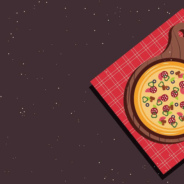 Vector pizza banner or background pizza on the board vector illustration