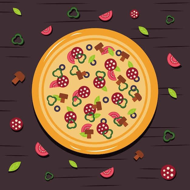 Pizza banner of achtergrond Pizza op het bord Vector illustratie