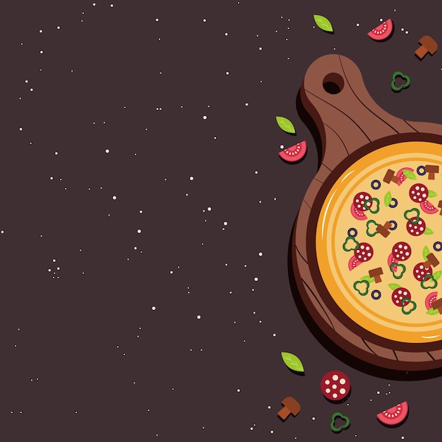 Pizza banner of achtergrond Pizza op het bord Vector illustratie