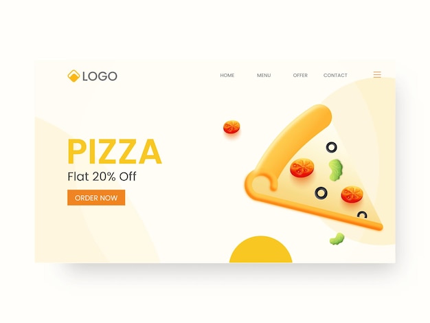 Pizza-bestemmingspagina-ontwerp met 20% korting voor reclame.