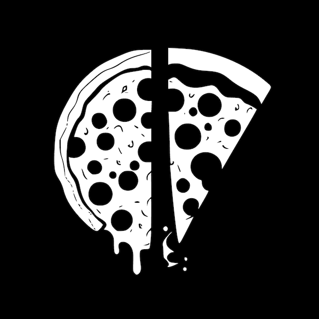 Vector pizza black and white vector illustration