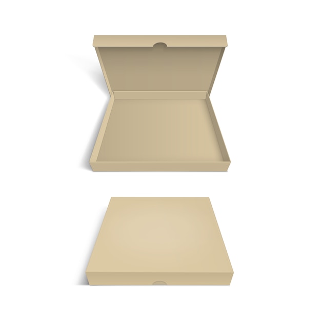 Вектор Шаблон для упаковки коробки для пиццы на белом фоне