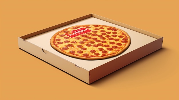 Vector a pizza box with a label that says pizza on it