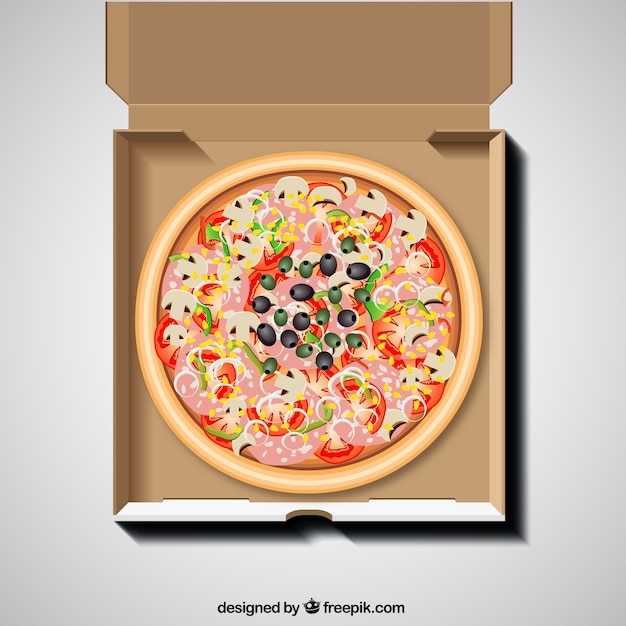 Vector pizza in the box