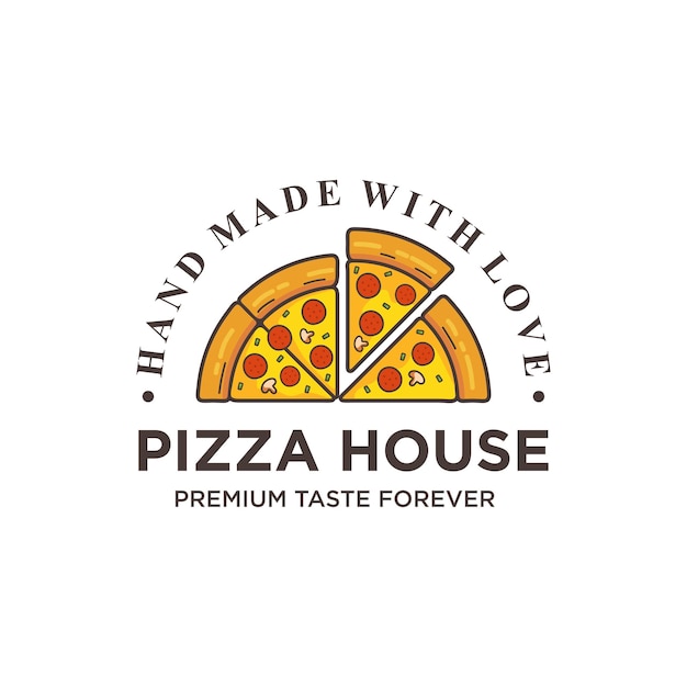 Логотип кафе-пиццы. Значок пиццы. Иллюстрация векторной графической эмблемы пиццы.
