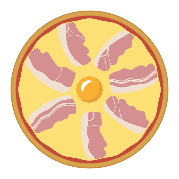 Pizza Carbonara top view Vector tekening vlak ontwerp