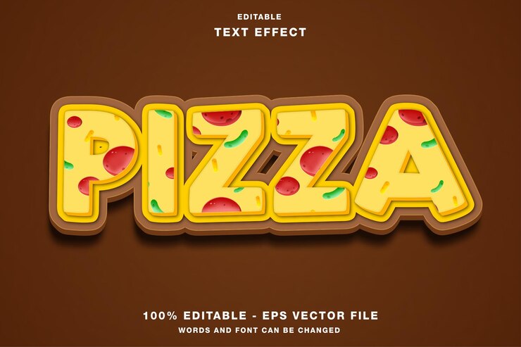 Pizza Cartoon 3D Editable Text Effect
