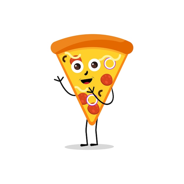 Pizza Cartoon Character modern vector template set of mascot illustrations Food Object Icon